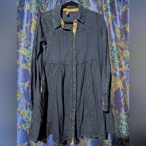 Free People Denim Look Stretch Long Sleeve Dress
